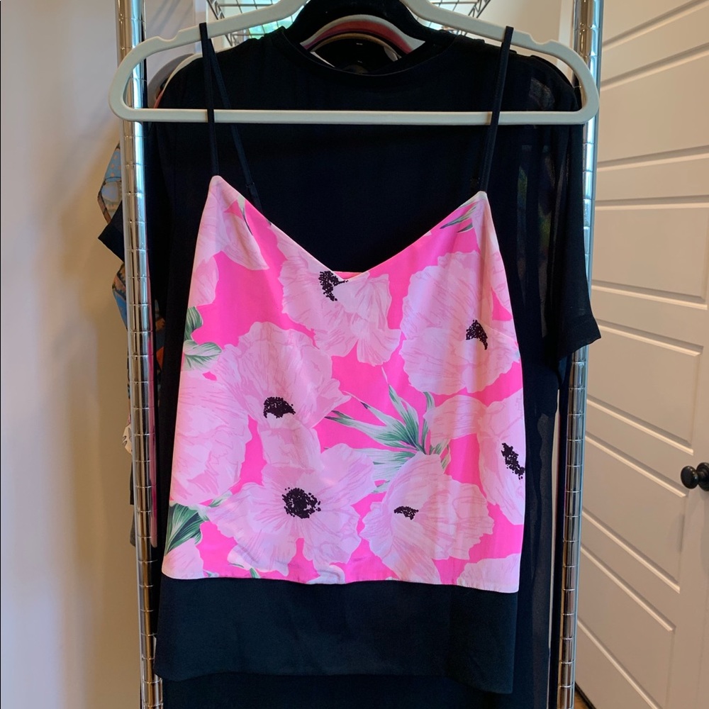French Connection- Pink Flower Tank